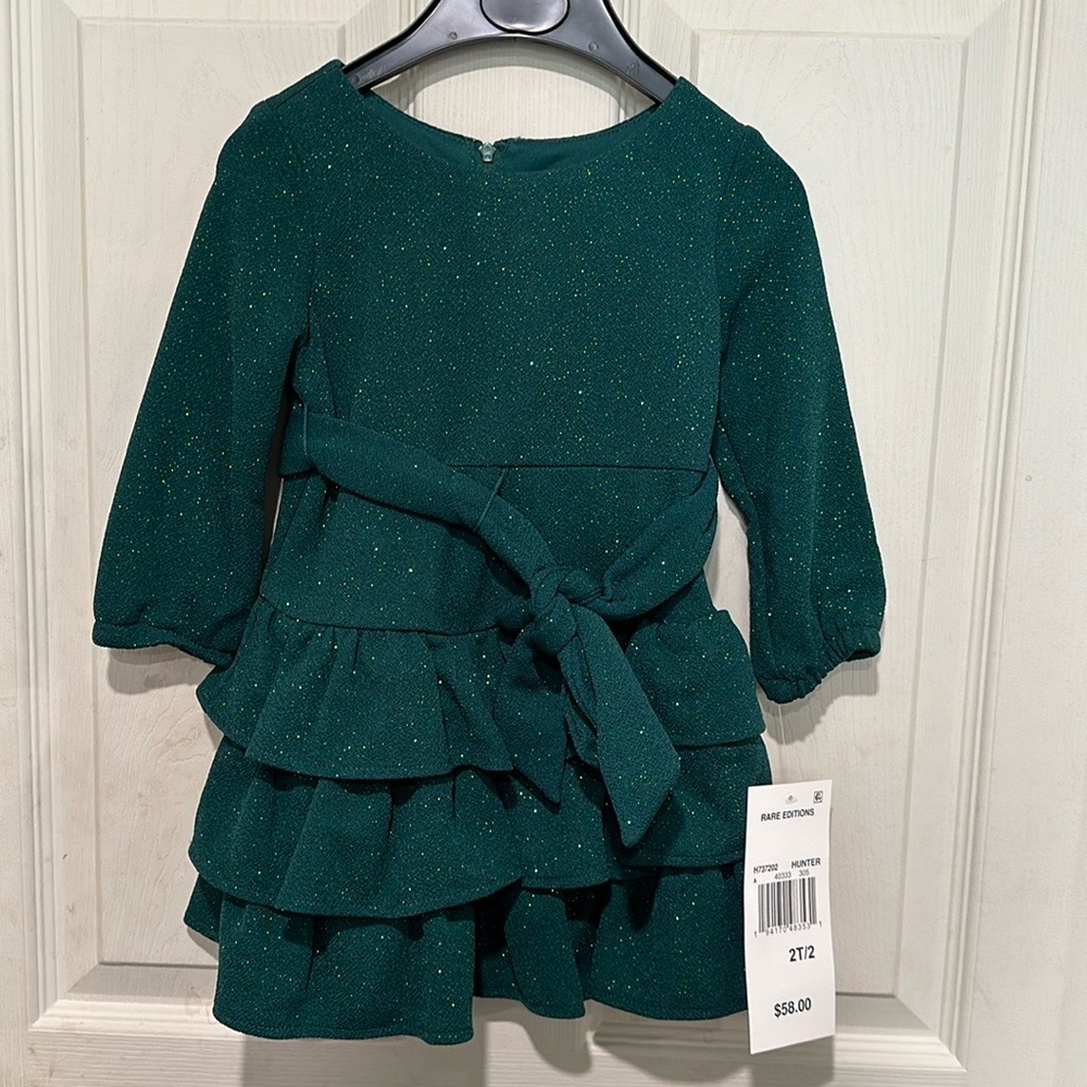 NWT TODDLER GIRLS HUNTER GREEN DRESS Size 2t